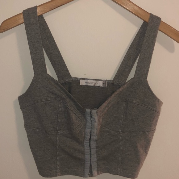 MINKPINK Swayze Grey Crop Top Bustier Tank - Picture 3 of 7